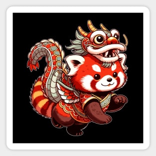 Kawaii Red Panda in Dragon Costume to Celebrate Lunar New Year 2024 Magnet